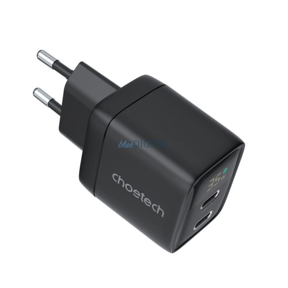 Choetech PD6051 USB-C USB-C PD 35W GaN încărcător de perete cu afișaj - negru