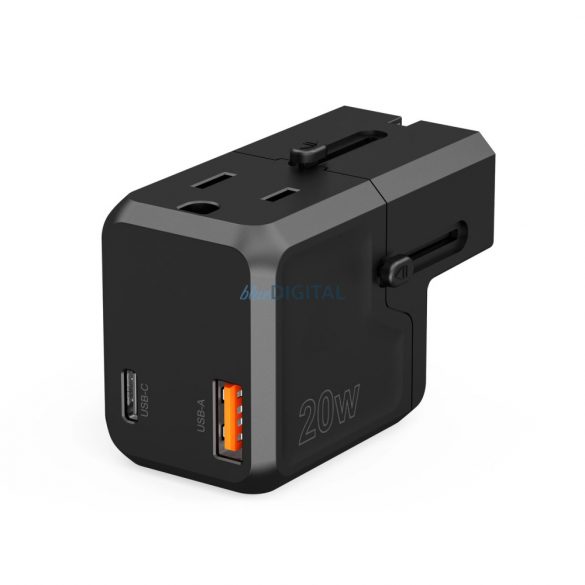 Choetech PD6038 USB-C USB-A PD 20W încărcător de călătorie USA EU UK AU - Negru