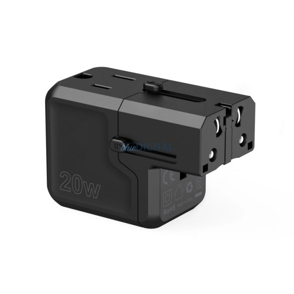 Choetech PD6038 USB-C USB-A PD 20W încărcător de călătorie USA EU UK AU - Negru