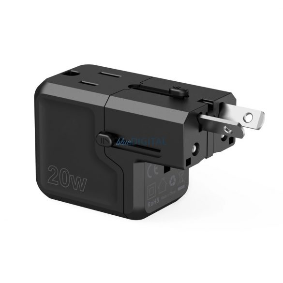 Choetech PD6038 USB-C USB-A PD 20W încărcător de călătorie USA EU UK AU - Negru