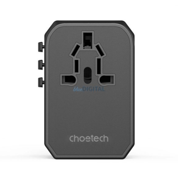 Choetech PD6045 USB-C USB-A 45W GaN încărcător de călătorie cu mufe US EU UK AU - Negru