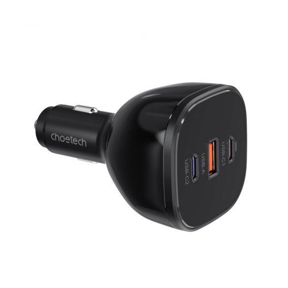 Choetech TC0024 încărcător auto 160W 2x USB-C PD 3.1 1x USB-A - negru