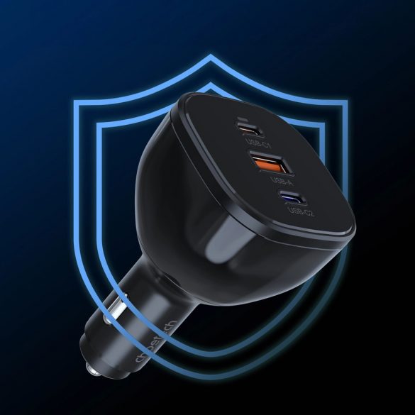 Choetech TC0024 încărcător auto 160W 2x USB-C PD 3.1 1x USB-A - negru