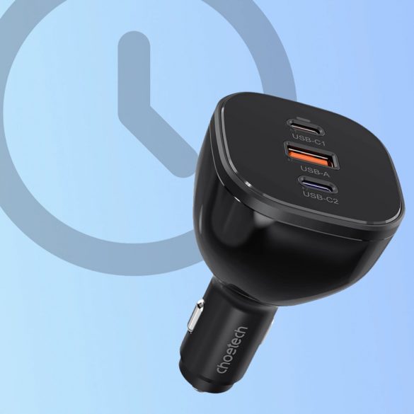 Choetech TC0024 încărcător auto 160W 2x USB-C PD 3.1 1x USB-A - negru