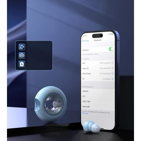 Căști Bluetooth 5.3 TWS fără fir Choetech BH-T22 LightAura VocalSound - albastru