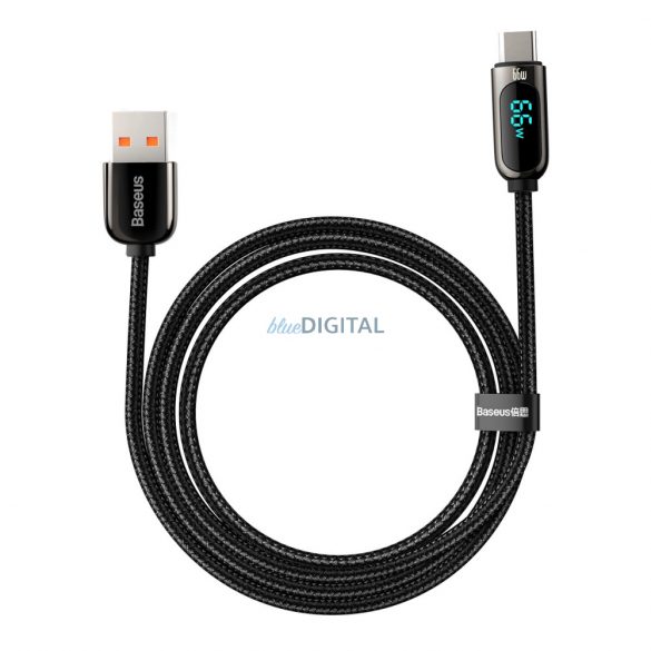 Baseus Display Incarcare Rapida Date USB-A / USB-C 66W Cablu 1 m - negru