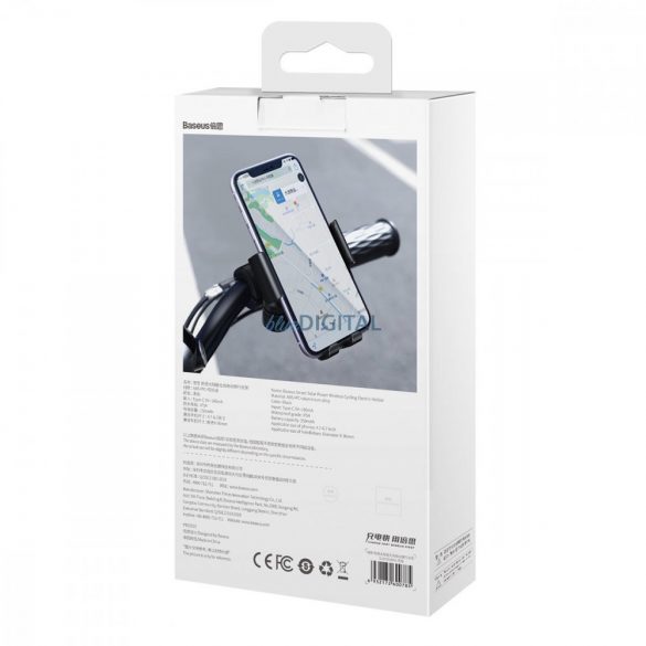 Baseus Suport smartphone pentru biciclete electrice cu panou solar integrat 150mAh negru (SUZG010001)