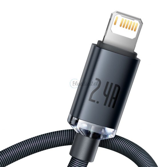 Cablu de date de încărcare rapidă din seria Baseus crystal shine USB tip A la Lightning 2.4A 1.2m negru (CAJY000001)