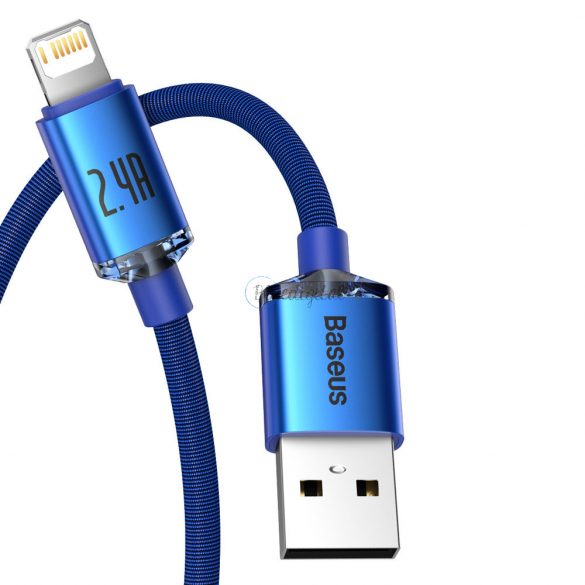 Cablu de date cu încărcare rapidă din seria cristal shine Baseus USB tip A la Lightning 2.4A 1.2m albastru (CAJY000003)