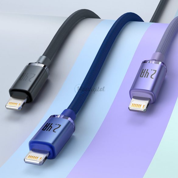 Cablu de date de încărcare rapidă din seria Baseus crystal shine USB tip A la Lightning 2,4A 2m violet (CAJY000105)