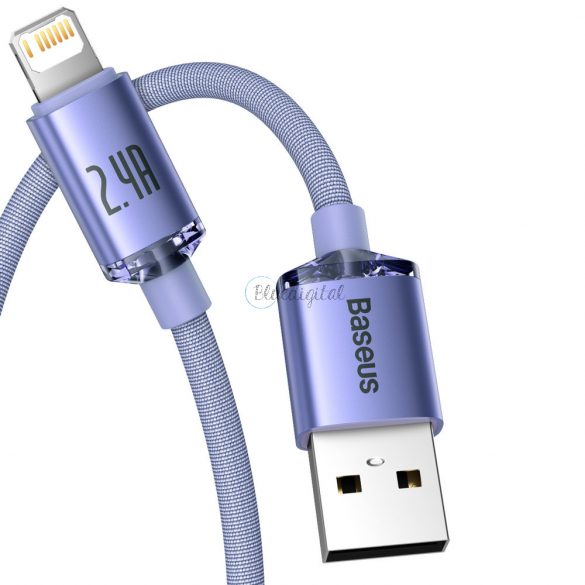 Cablu de date de încărcare rapidă din seria Baseus crystal shine USB tip A la Lightning 2,4A 2m violet (CAJY000105)