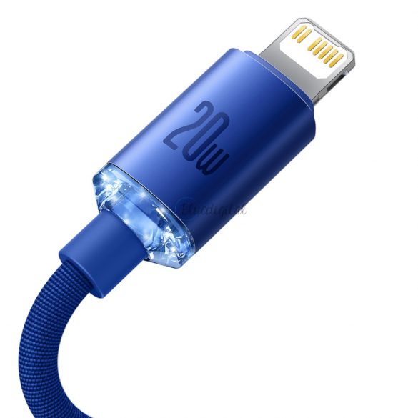 Cablu de date de încărcare rapidă din seria Baseus crystal shine USB tip C la Lightning 20W 1,2 m albastru (CAJY000203)