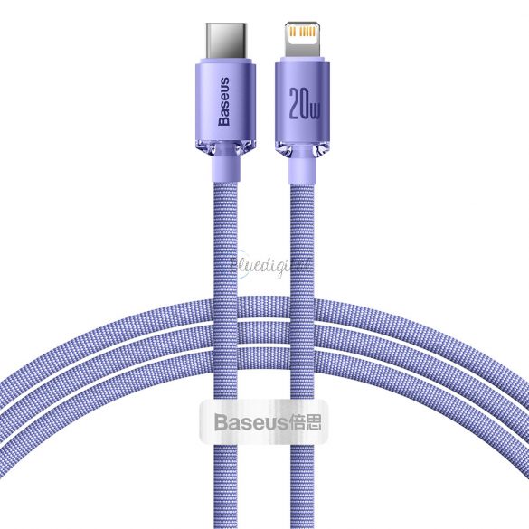 Baseus cristal strălucire serie încărcare rapidă cablu de date USB tip C la Lightning 20W 1.2m violet (CAJY000205)