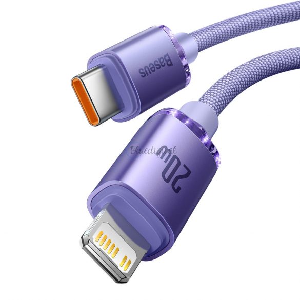 Baseus cristal strălucire serie încărcare rapidă cablu de date USB tip C la Lightning 20W 1.2m violet (CAJY000205)