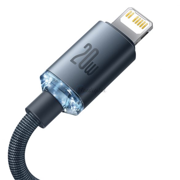 Cablu de date de încărcare rapidă din seria Baseus crystal shine USB tip C la Lightning 20W 2m negru (CAJY000301)