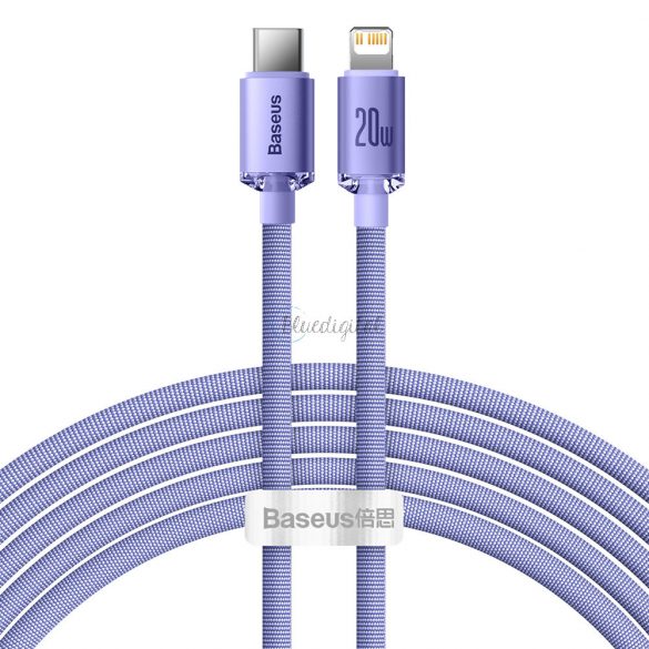 Baseus cristal strălucire serie încărcare rapidă cablu de date USB tip C la Lightning 20W 2m violet (CAJY000305)