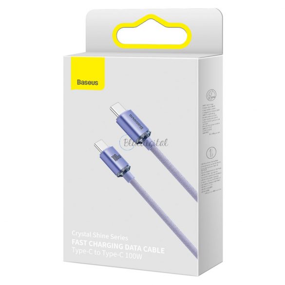 Cablu Baseus Crystal Shine Series Cablu USB pentru încărcare rapidă și transfer de date USB Type C - USB Type C 100W 1.2m violet (CAJY000605)