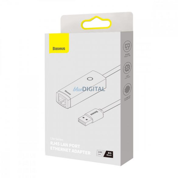 Adaptor Ethernet din seria Baseus Lite USB-A la port LAN RJ45 (100 Mbps) negru