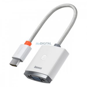 Adaptor de mufă din seria Baseus Lite HDMI la VGA + mini mufă 3,5 mm / sursă de alimentare micro USB alb (WKQX010102)