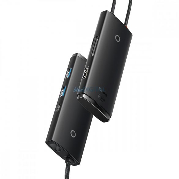 HUB multifuncțional din seria Baseus Lite USB tip C - 2 x USB 3.0 / USB tip C / HDMI 1,4 / SD / TF negru (WKQX050001)