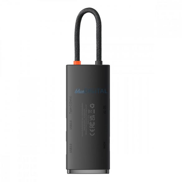 HUB multifuncțional din seria Baseus Lite USB tip C - 2 x USB 3.0 / USB tip C / HDMI 1,4 / SD / TF negru (WKQX050001)