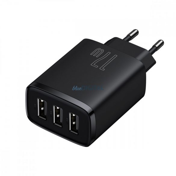 Baseus Încărcător compact 3x USB 17W negru (CCXJ020101)