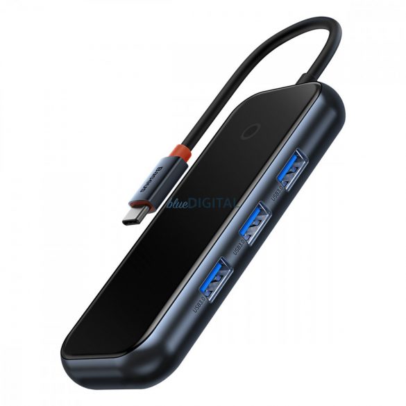 Stație de andocare HUB Baseus AcmeJoy cu 6 porturi (USB-C la USB-C PD și date / 2xUSB3.0 / USB2.0 / HDMI / RJ45) gri închis (WKJZ010013)