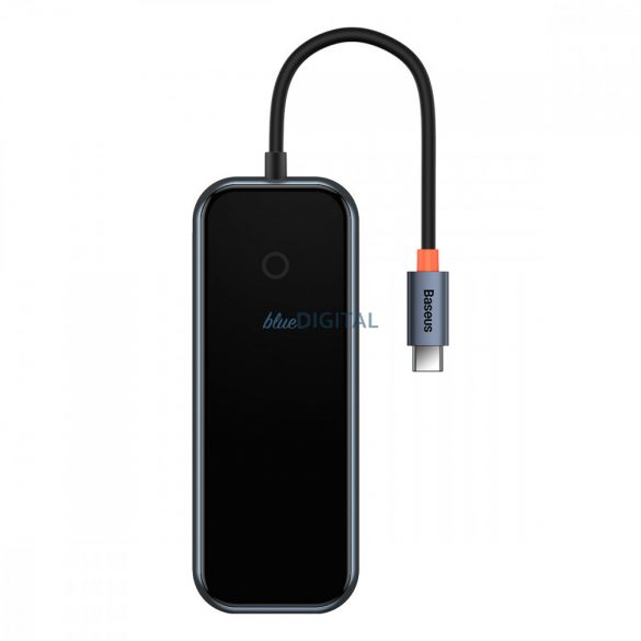 Stație de andocare HUB Baseus AcmeJoy cu 6 porturi (USB-C la USB-C PD și date / 2xUSB3.0 / USB2.0 / HDMI / RJ45) gri închis (WKJZ010013)