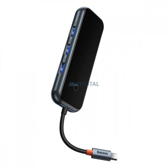 Stație de andocare HUB Baseus AcmeJoy cu 6 porturi (USB-C la USB-C PD și date / 2xUSB3.0 / USB2.0 / HDMI / RJ45) gri închis (WKJZ010013)