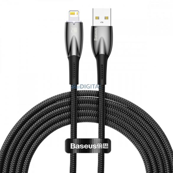 Cablu Baseus Glimmer Series cu încărcare rapidă USB-C - Lightning 480Mb/s 2.4A 2m negru