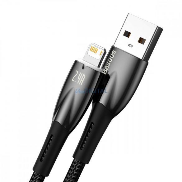 Cablu Baseus Glimmer Series cu încărcare rapidă USB-C - Lightning 480Mb/s 2.4A 2m negru