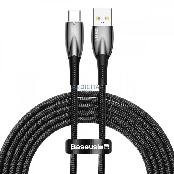 Cablu de încărcare rapidă din seria Baseus Glimmer USB-A - USB-C 100W 480Mbps 2m negru