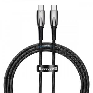 Cablu Baseus Glimmer Series cu încărcare rapidă USB-C 480Mb/s PD 100W 1m negru