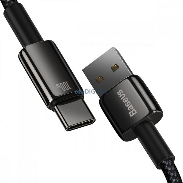 Cablu Baseus Tungsten Gold USB-A - USB-C 480Mb/s 100W 1m negru (CAWJ000001)