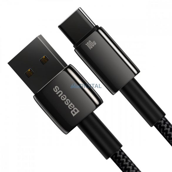 Cablu Baseus Tungsten Gold USB-A - USB-C 480Mb/s 100W 1m negru (CAWJ000001)