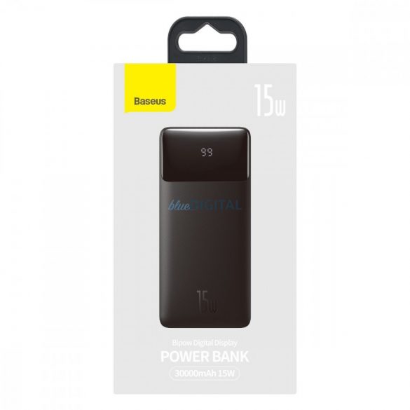 Powerbank Baseus Bipow cu display 30000mAh 15W negru (Overseas Edition) + cablu USB-A - Micro USB 0.25m negru (PPBD050201)