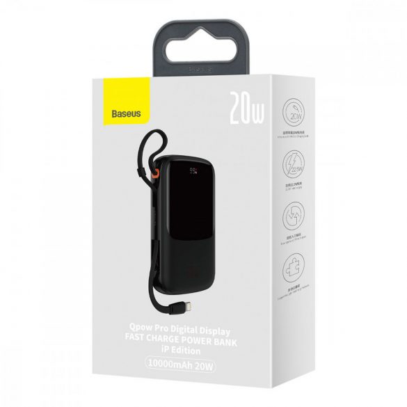 Powerbank 10000mAh 20W Baseus Qpow Pro Overseas Edition + Cablu USB C 3A - Negru