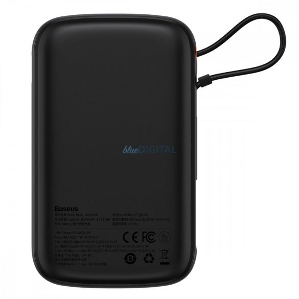 Powerbank Baseus Qpow Digital Display cu încărcare rapidă 10000mAh 22,5W QC/PD/SCP/FCP cu cablu USB-C încorporat negru