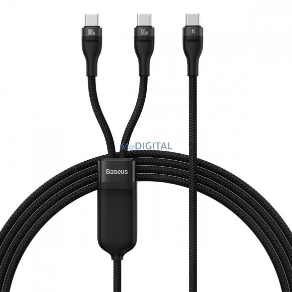 Baseus Flash Series Ⅱ Fast Charging Cable 2in1 USB-C - 2xUSB-C 100W 1.5m negru