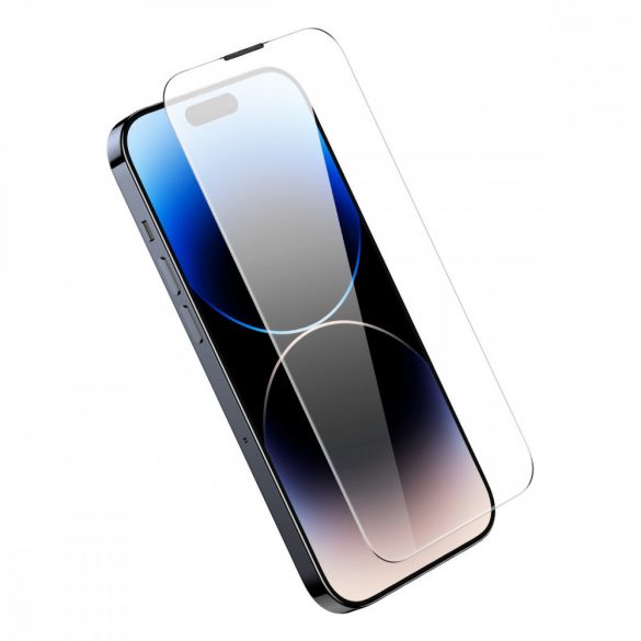 Sticlă securizată cu ecran complet Baseus pentru iPhone 14 Pro Max cu capac difuzor 0,3 mm + cadru de montare