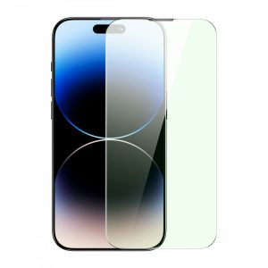 Sticlă călită cu ecran complet Baseus pentru iPhone 14 Pro Max cu filtru anti-lumină albastră și capac difuzor de 0,3 mm + cadru de montare