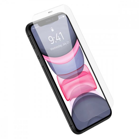 Sticlă securizată cu ecran complet Baseus pentru iPhone 11 / XR cu capac difuzor 0,4 mm + kit de montare