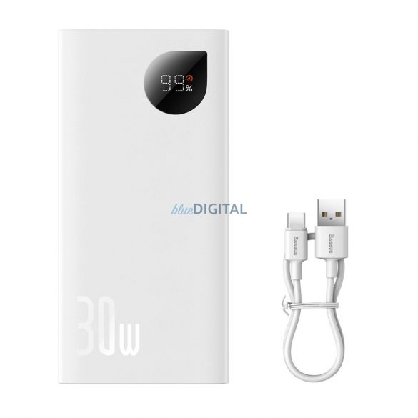 Powerbank Baseus Adaman2 cu afișaj digital 2x USB-A / 1x USB-C 10000mAh 30W - alb