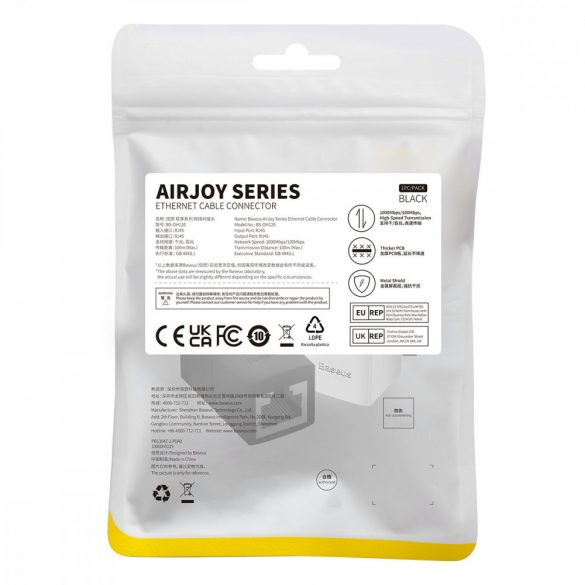 Conector de rețea Baseus AirJoy Series RJ-45 Conector cablu Ethernet 1 buc - negru