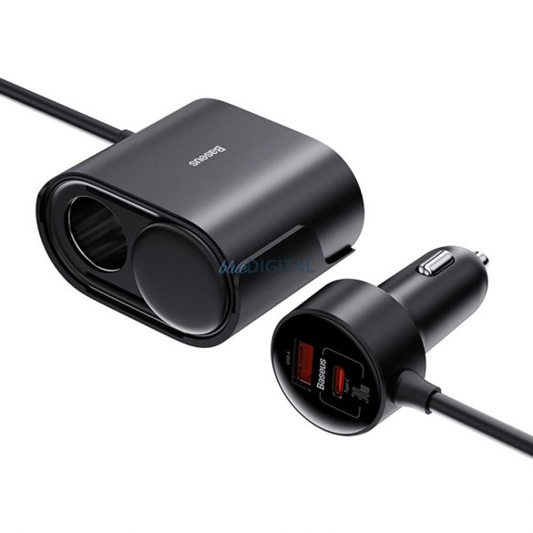 Adaptor pentru brichetă Baseus High Efficiency Pro 2x cu încărcător USB-A USB-C 30W - negru