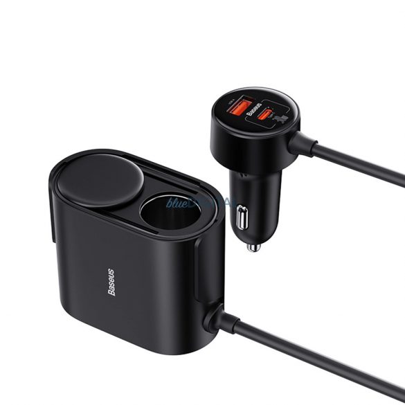 Adaptor pentru brichetă Baseus High Efficiency Pro 2x cu încărcător USB-A USB-C 30W - negru