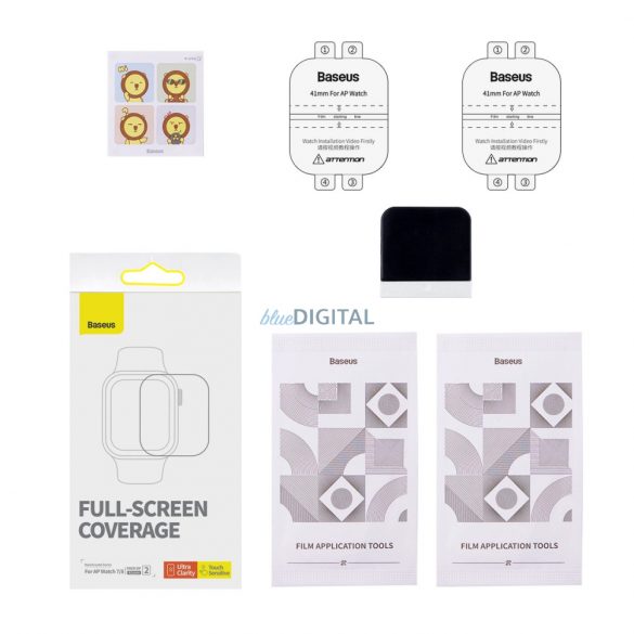 Set de 2x Baseus NanoCrystal folie de protecție pentru Apple Watch 7/8/9 41mm + kit de montare - transparent