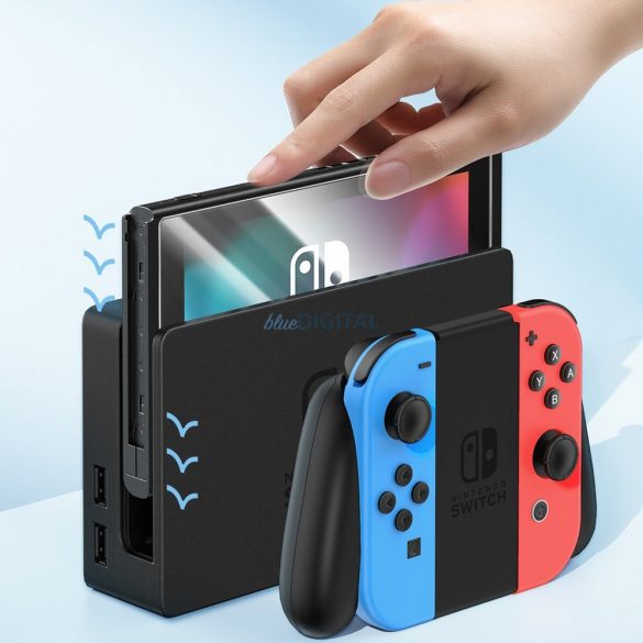 Set de 2x sticlă temperată Baseus Crystal pentru Nintendo Switch OLED 2021 + kit de montare - transparent