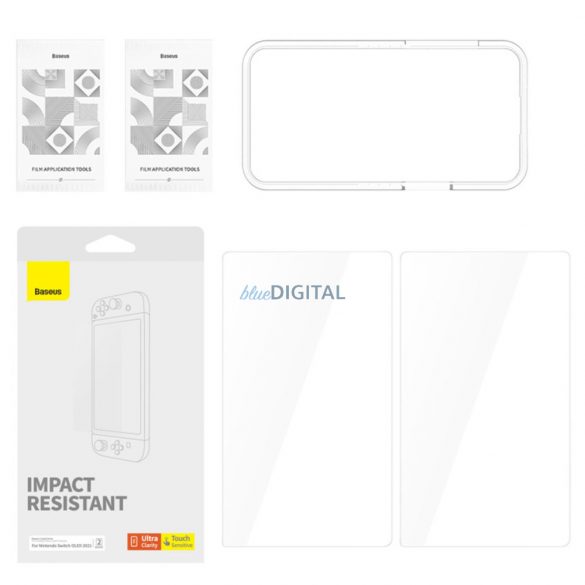 Set de 2x sticlă temperată Baseus Crystal pentru Nintendo Switch OLED 2021 + kit de montare - transparent