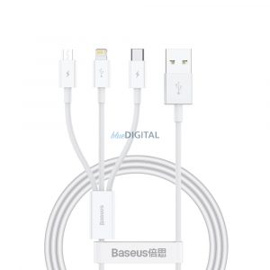 Cablu Baseus Superior Series USB-A - USB-C / Lightning / micro USB 3.5A 1m - alb